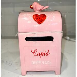 Viral Valentines Day Pink Cupid Dove Ceramic Mailbox Cookie Jar